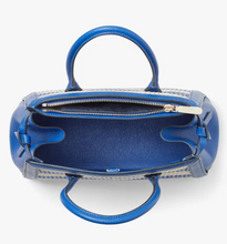 Load image into Gallery viewer, Kate Spade Knott Blue Stripe Medium Crossbody Satchel Straw Leather Shoulder Bag