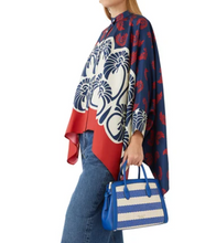 Load image into Gallery viewer, Kate Spade Knott Blue Stripe Medium Crossbody Satchel Straw Leather Shoulder Bag