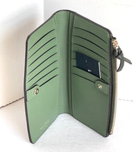 Load image into Gallery viewer, Kate Spade Knott Wallet Womens Green Leather Bifold Slim Zip Pocket Snap Billfold