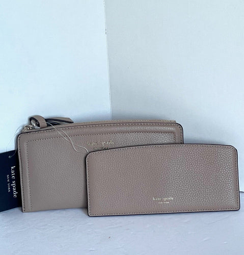 Kate Spade Knott Wristlet Cardholder Womens Tan Leather Wallet Kraft Paper