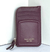 Load image into Gallery viewer, Kate Spade Knott Zip Card Wallet Womens Red Leather Keyring Slim Zip Holder