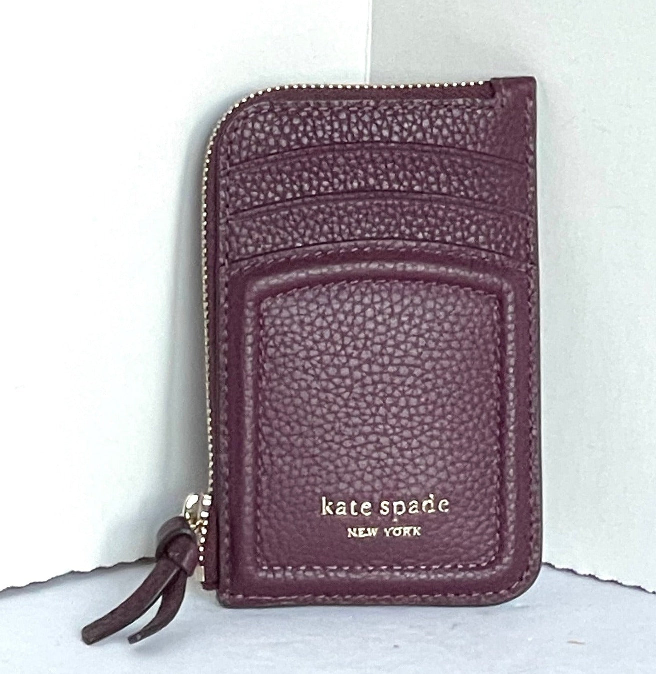 Kate Spade Knott Zip Card Wallet Womens Red Leather Keyring Slim Zip H –  Luxe Fashion Finds