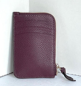 Kate Spade Knott Zip Card Wallet Womens Red Leather Keyring Slim Zip Holder