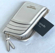 Load image into Gallery viewer, Kate Spade Knott Zip Card Wallet Womens White Leather Keyring Slim Zip Holder