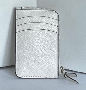Kate Spade Knott Zip Card Wallet Womens White Leather Keyring Slim Zip Holder