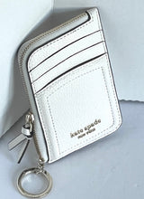 Load image into Gallery viewer, Kate Spade Knott Zip Card Wallet Womens White Leather Keyring Slim Zip Holder