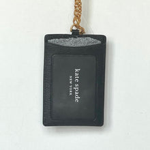 Load image into Gallery viewer, Kate Spade Lanyard ID Card Holder Black Leather Detachable Chain Gold