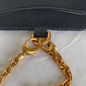 Kate Spade Lanyard ID Card Holder Black Leather Detachable Chain Gold