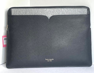 Kate Spade Laptop Sleeve Spencer Case Black Leather Padded Computer Pouch