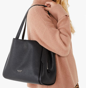Kate Spade Large Knott Shoulder Bag Womens Black Leather Satchel 13in Laptop