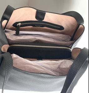 Kate Spade Large Knott Shoulder Bag Womens Black Leather Satchel 13in Laptop
