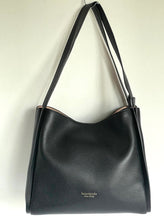 Load image into Gallery viewer, Kate Spade Large Knott Shoulder Bag Womens Black Leather Satchel 13in Laptop