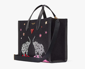 Kate Spade Large Manhattan Ellie Elephant Tote Black Embellished Shoulder Bag