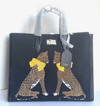 Load image into Gallery viewer, Kate Spade Large Manhattan Lady Leopard Tote Black Embellished Shoulder Bag