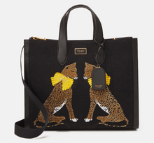 Load image into Gallery viewer, Kate Spade Large Manhattan Lady Leopard Tote Black Embellished Shoulder Bag