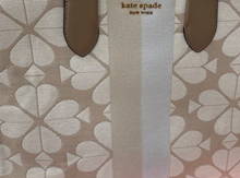 Load image into Gallery viewer, Kate Spade Large Manhattan Tote Beige Flower Jacquard Leather Shoulder Bag