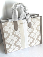 Load image into Gallery viewer, Kate Spade Large Manhattan Tote Beige Flower Jacquard Leather Shoulder Bag