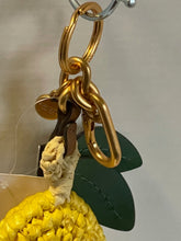 Load image into Gallery viewer, Kate Spade Lemon Drop Keychain Bag Charm Leather Beaded Crochet Yellow Rattan