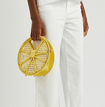 Load image into Gallery viewer, Kate Spade Lemon Drop Rattan Top-Handle Yellow Leather Crossbody Bag ORIG PKG