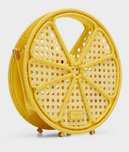 Load image into Gallery viewer, Kate Spade Lemon Drop Rattan Top-Handle Yellow Leather Crossbody Bag ORIG PKG