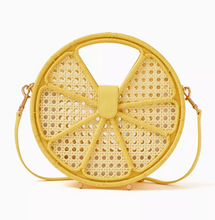 Load image into Gallery viewer, Kate Spade Lemon Drop Rattan Top-Handle Yellow Leather Crossbody Bag ORIG PKG