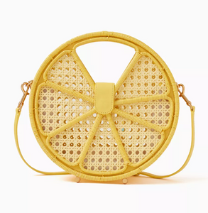 Kate Spade Lemon Drop Rattan Top-Handle Yellow Leather Crossbody Bag ORIG PKG