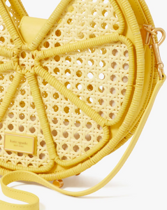 Kate Spade Lemon Drop Rattan Top-Handle Yellow Leather Crossbody Bag ORIG PKG