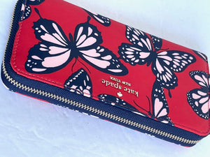 Kate Spade Chelsea Wallet Butterfly Toss Little Better Sam Red Large Nylon