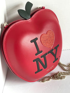 Kate Spade Love NY Big Apple Red Leather Small Crossbody Collection Shoulder Bag