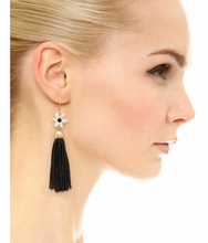 Load image into Gallery viewer, Kate Spade Lovely Lillies Tassel Earrings Enamel Beaded Long Floral Lever Back