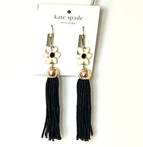 Kate Spade Lovely Lillies Tassel Earrings Enamel Beaded Long Floral Lever Back