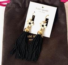 Load image into Gallery viewer, Kate Spade Lovely Lillies Tassel Earrings Enamel Beaded Long Floral Lever Back