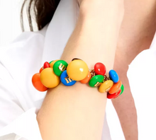 Load image into Gallery viewer, Kate Spade M&amp;M Statement Bracelet Rainbow Gold Novelty Candy Gift Box