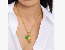 Load image into Gallery viewer, Kate Spade M&amp;M Statement Pendant Necklace Green Peanut Gold Novelty Box Gift