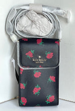 Load image into Gallery viewer, Kate Spade Madison Phone Crossbody Black Rose Toss North South Floral