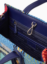 Load image into Gallery viewer, Kate Spade Manhattan Grand Plaid Tweed Small Tote Blue Shoulder Bag ORGPKG