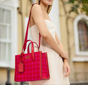 Kate Spade Manhattan Houndstooth Chenille Small Tote Red Shoulder Bag ORGPKG