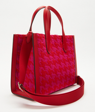 Load image into Gallery viewer, Kate Spade Manhattan Houndstooth Chenille Small Tote Red Shoulder Bag ORGPKG