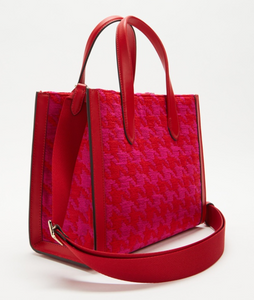 Kate Spade Manhattan Houndstooth Chenille Small Tote Red Shoulder Bag ORGPKG