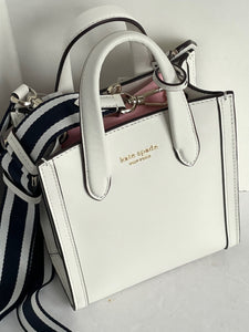 Kate Spade Manhattan Mini Tote Crossbody White Leather Shoulder Bag