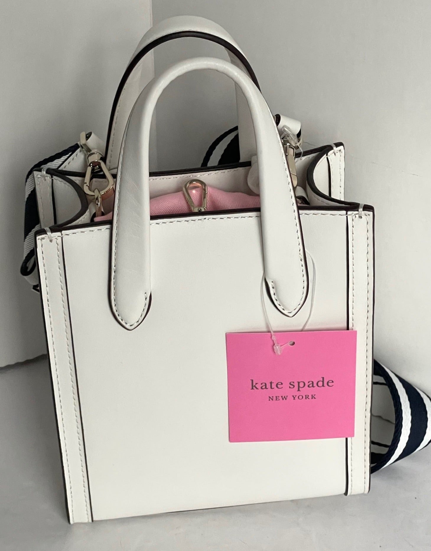 Kate Spade Manhattan Mini Tote Crossbody White Leather Shoulder