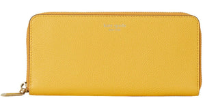 Kate Spade Margaux Wallet Womens Yellow Leather Slim Accordian Zip Boxed
