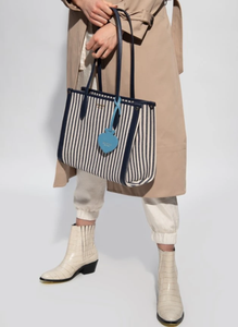 Kate Spade Women’s Market Stripe Medium Canvas Leather Tote Shoulder Bag