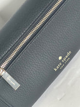 Load image into Gallery viewer, Kate Spade Marti Large Flap Wallet Black Pebbled Leather Slim Continental Clutch