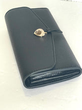 Load image into Gallery viewer, Kate Spade Marti Large Flap Wallet Black Pebbled Leather Slim Continental Clutch