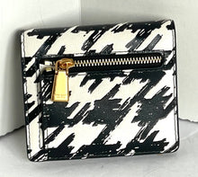 Load image into Gallery viewer, Kate Spade Morgan Small Bifold Wallet Painterly Houndstooth Black Leather Compact