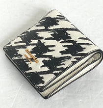 Load image into Gallery viewer, Kate Spade Morgan Small Bifold Wallet Painterly Houndstooth Black Leather Compact