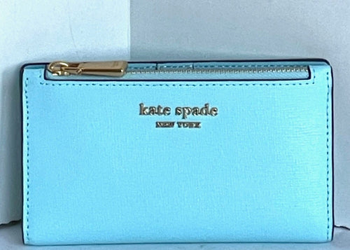 Kate Spade Morgan Small Bifold Wallet Womens Blue Slim Leather Compact