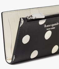 Load image into Gallery viewer, Kate Spade Morgan Sunshine Dot Small Slim Bifold Wallet Black White