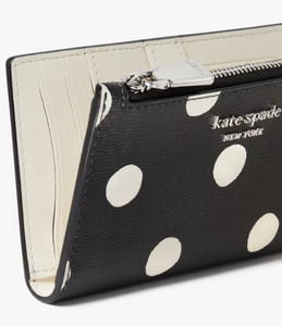 Kate Spade Morgan Sunshine Dot Small Slim Bifold Wallet Black White